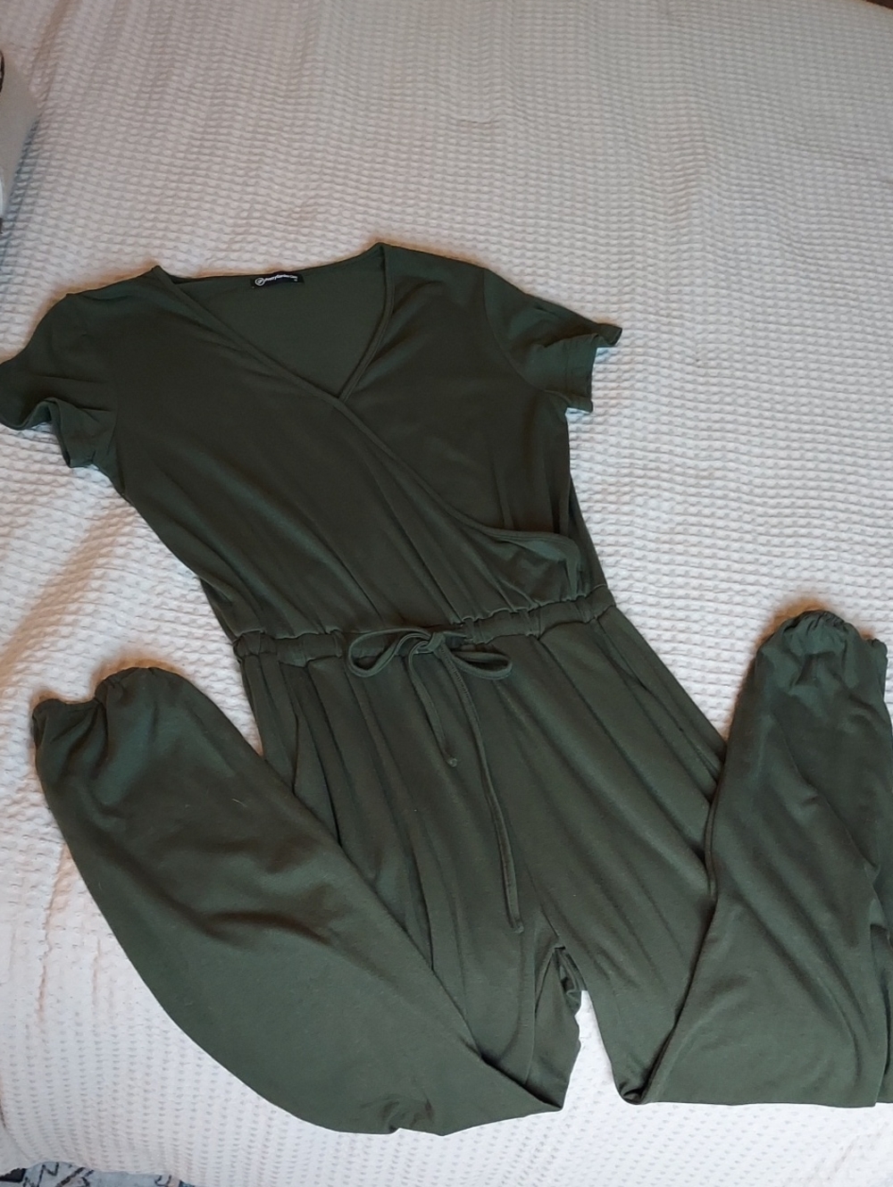 Women's Olive Green Jumpsuit with Drawstring Waist